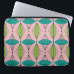 Atomic Pink Ogee & Starburst Laptop Sleeve<br><div class="desc">Oh, gee! It’s an Atomic Pink Ogee and Starbursts Laptop Sleeve! It’s a modern take on a classic pattern (a mid century modern take, to be exact). This design features a pink background with teal and green oval shapes overlaying black, vertical lines of atomic diamonds and starbursts. This mod product...</div>
