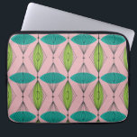 Atomic Pink Ogee & Starburst Laptop Sleeve<br><div class="desc">Oh, gee! It’s an Atomic Pink Ogee and Starbursts Laptop Sleeve! It’s a modern take on a classic pattern (a mid century modern take, to be exact). This design features a pink background with teal and green oval shapes overlaying black, vertical lines of atomic diamonds and starbursts. This mod product...</div>