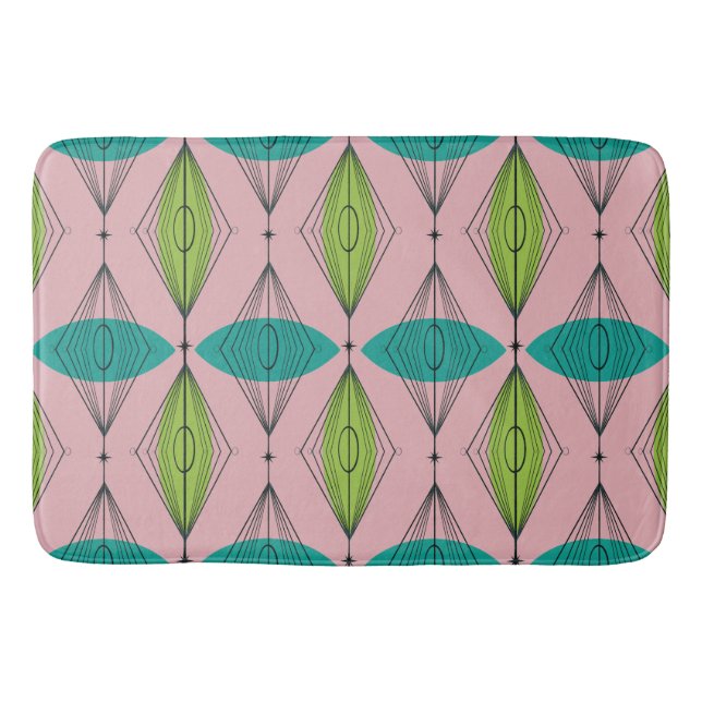 Atomic Pink Ogee & Starbursts Bath Mat (Front)