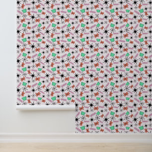 Atomic Pink Orange Green on Pink Wallpaper