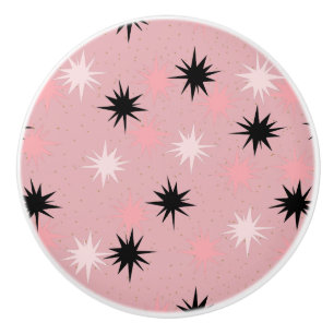 Atomic Pink Starbursts Ceramic Knob