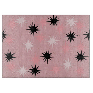 Atomic Pink Starbursts Glass Cutting Board