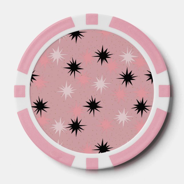 Atomic Pink Starbursts Poker Chips (Front)
