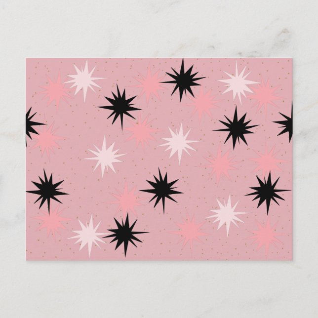Atomic Pink Starbursts Postcard (Front)