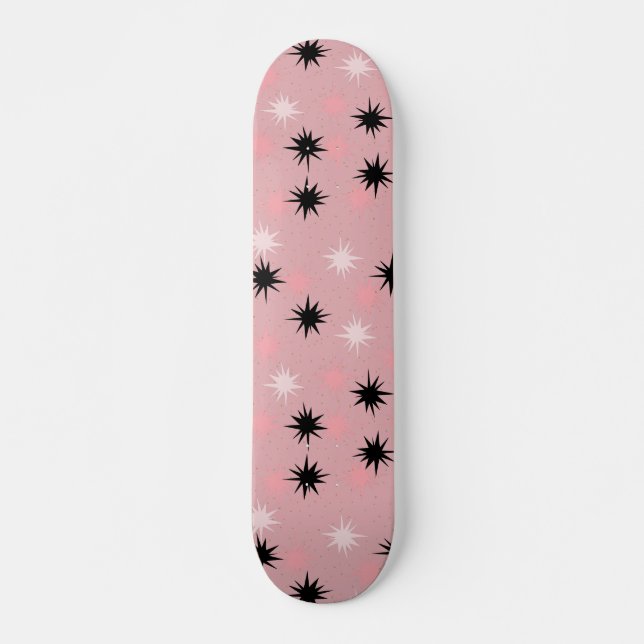 Atomic Pink Starbursts Skateboard Deck (Front)