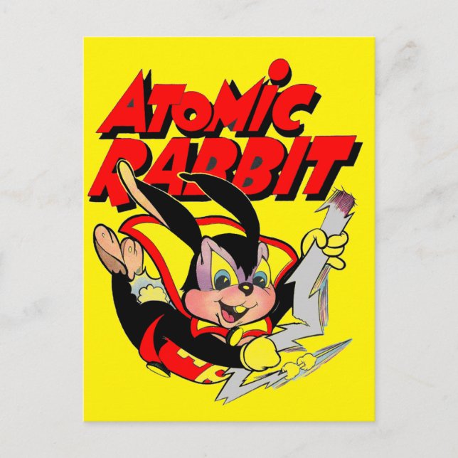 Atomic Rabbit funny furry animal superhero Postcard (Front)
