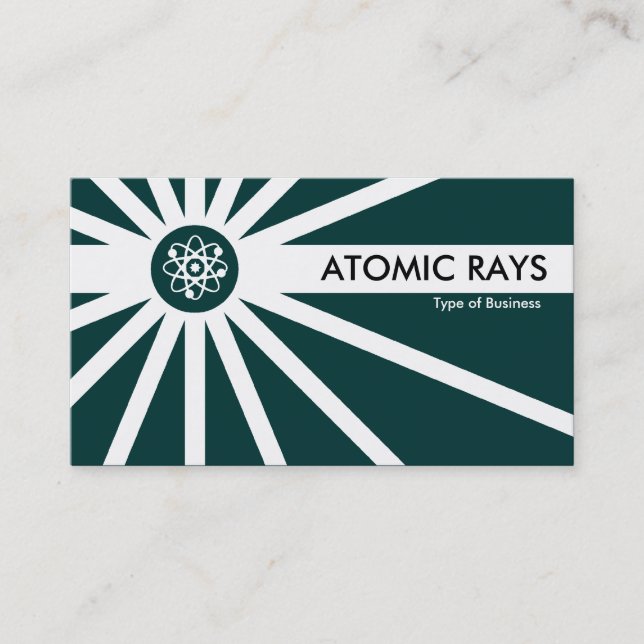 Atomic Rays - Dark Teal Green Business Card (Front)