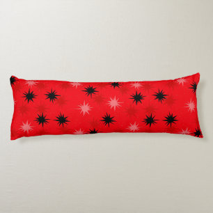 Atomic Red Starbursts Body Pillow
