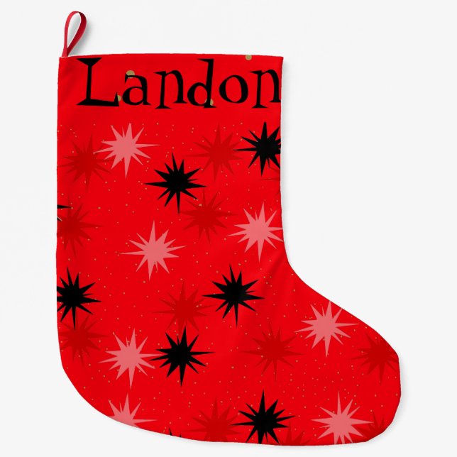 Atomic Red Starbursts Christmas Stocking (Front)