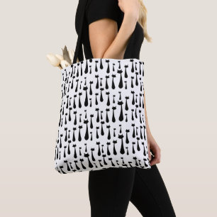 Atomic Retro Black Cat Silhouette Pattern Tote Bag