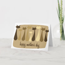 Atomic Retro Cat Mother's Day Card in Browns