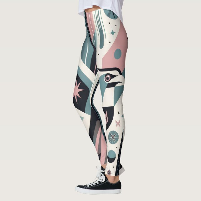 Atomic Retro Eagle Geometric Pattern   Leggings (Left)