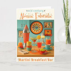 Atomic Retro Futuristic Martini Breakfast Bar Card