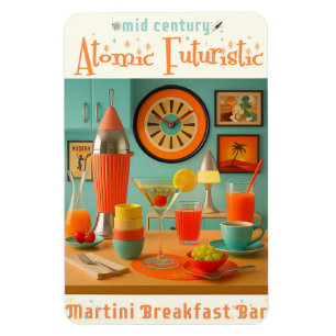 Atomic Retro Futuristic Martini Breakfast Bar Magnet