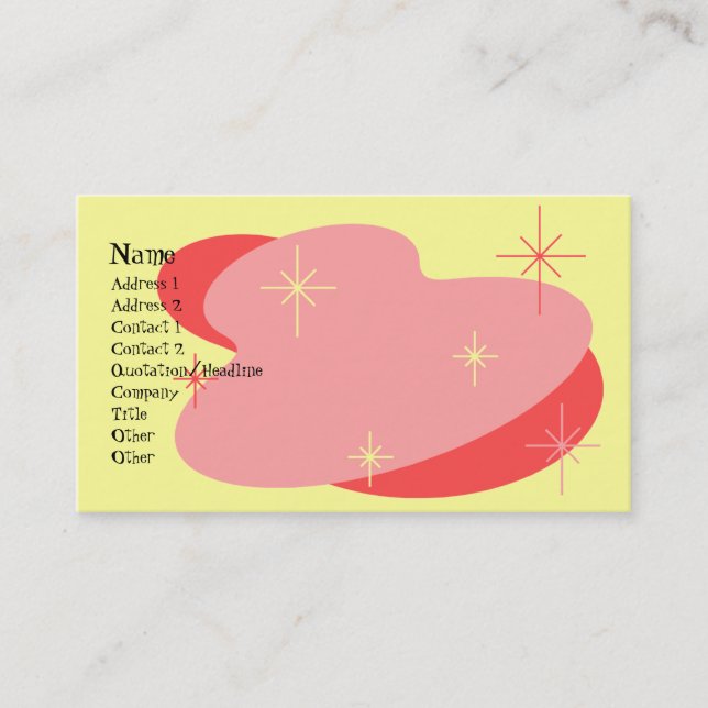 Atomic Retro Red & Yellow Business Card (Front)