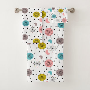 Atomic Retro Starburst Pattern Bath Towel Set