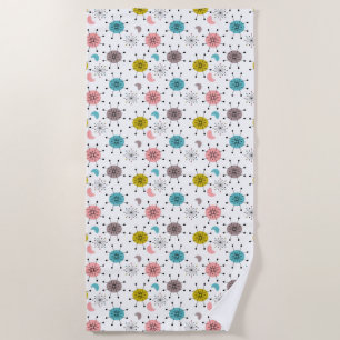 Atomic Retro Starburst Pattern Beach Towel