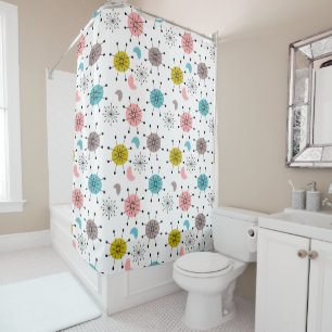 Atomic Retro Starburst Pattern Shower Curtain