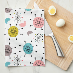 Atomic Retro Starburst Pattern Tea Towel