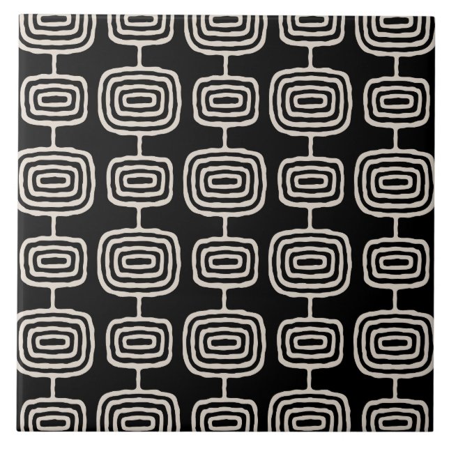 Atomic Rings Abstract Pattern Ceramic Tile (Front)