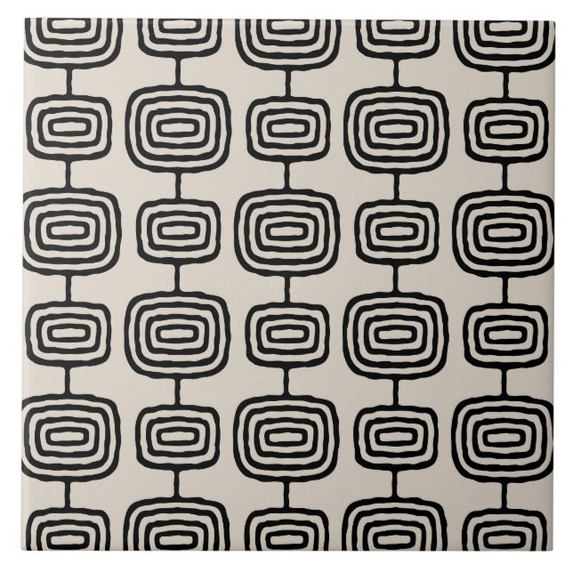 Atomic Rings Abstract Pattern Ceramic Tile (Front)