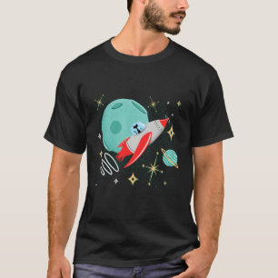 Atomic Rocket Cat Mid-Century Cat Futuristic Space T-Shirt