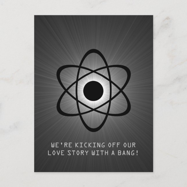 Atomic Save the Date Postcard, Grey Announcement Postcard (Front)