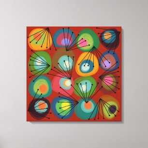 Atomic Shapes Painted Circles Orange MCM Canvas Print
