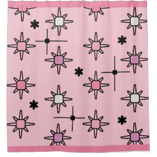 Atomic Sky Starbursts Pink Shower Curtain