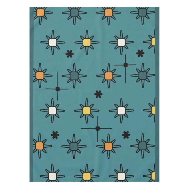 Atomic Sky Starbursts Teal Tablecloth (Front)