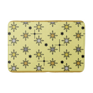 Atomic Sky Starbursts Yellow Grey Bath Mat