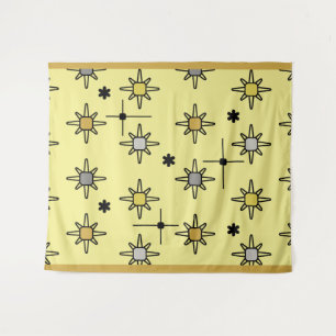 Atomic Sky Starbursts Yellow Grey Tapestry