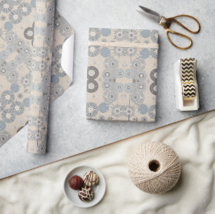 Atomic Snowflake Pattern Midcentury Modern Holiday Wrapping Paper