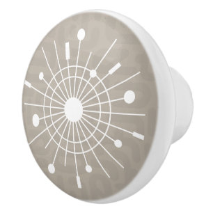 Atomic Snowflake Starburst Sputnik MCM Ceramic Kno Ceramic Knob