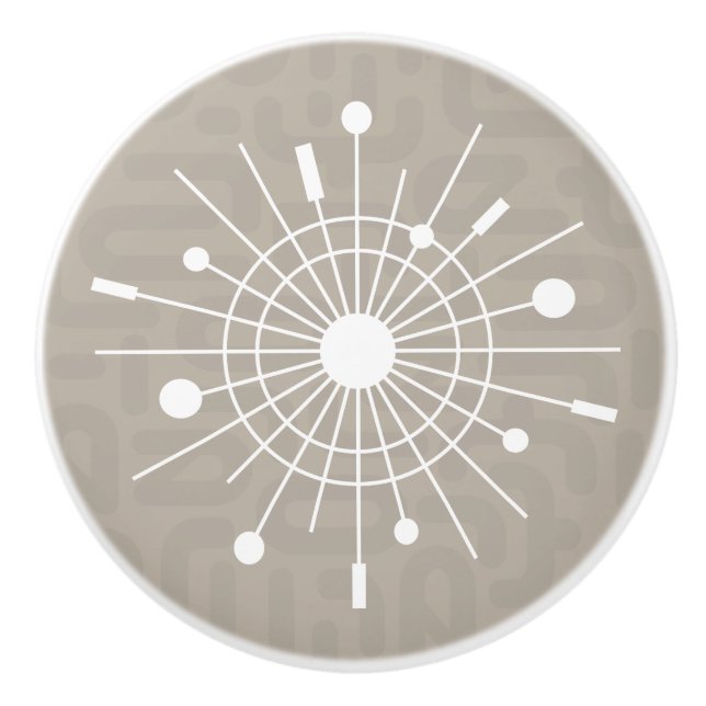 Atomic Snowflake Starburst Sputnik MCM Ceramic Kno Knob (Front)