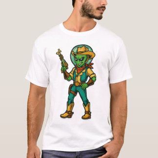 Atomic Space Cowboy | Intergalactic Western Alien  T-Shirt