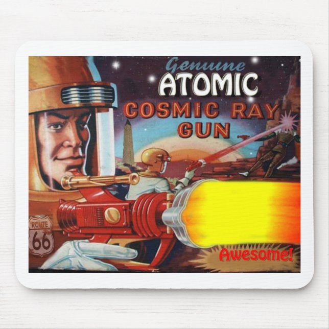 atomic space man ray gun mouse pad (Front)