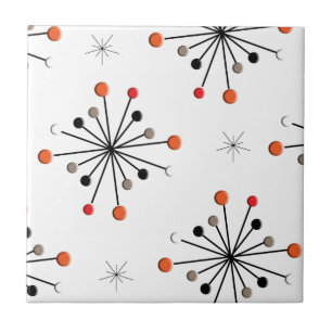 Atomic Sphere Star Burst Retro Patern Ceramic Tile