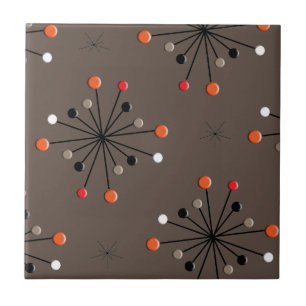 Atomic Sphere Star Burst Retro Patern Ceramic Tile