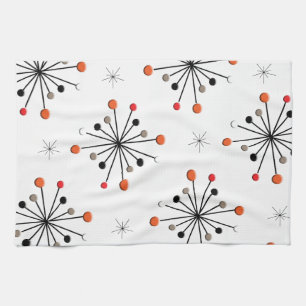 Atomic Sphere Star Burst Retro Patern Tea Towel