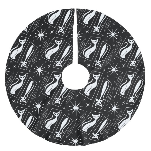 Atomic Star Cat MidCentury Modern Christmas MCM    Brushed Polyester Tree Skirt (Front)