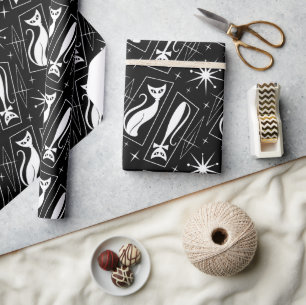 Atomic Star Cat MidCentury Modern Christmas MCM  Wrapping Paper