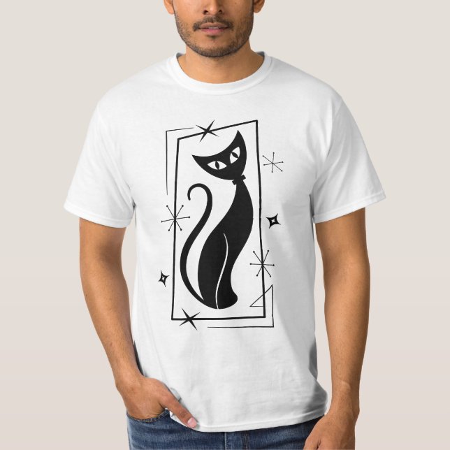 Atomic Star Cool Cat MidCentury Modern MOD MCM T-Shirt (Front)