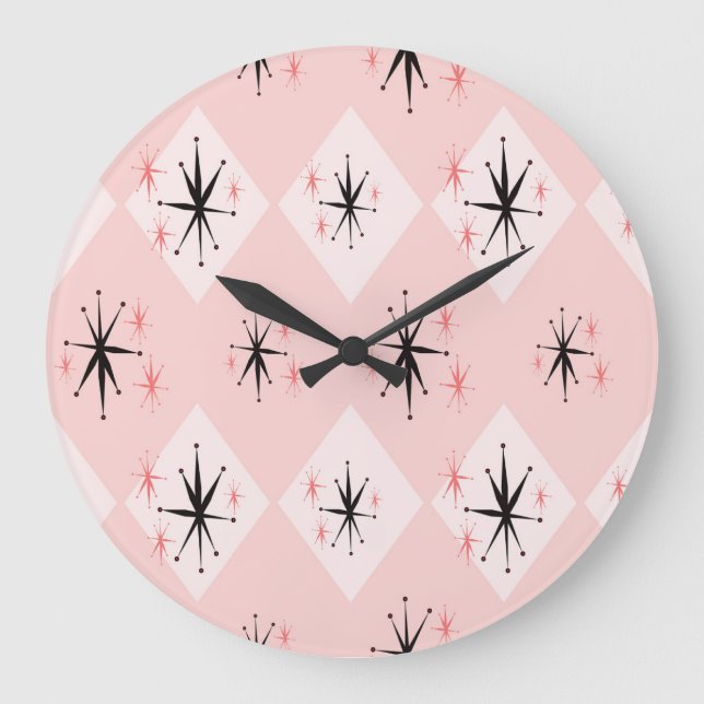 Atomic starburst: 1960s inspired pattern. large clock (Front)