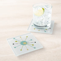 Atomic Starburst Blue Green Yellow Mid-century