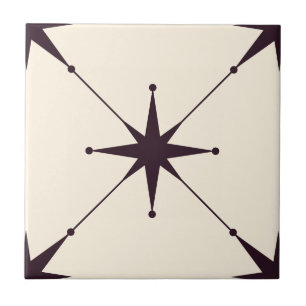 Atomic Starburst Mid Century Modern black Ceramic Tile