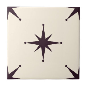 Atomic Starburst Mid Century Modern black Ceramic Tile