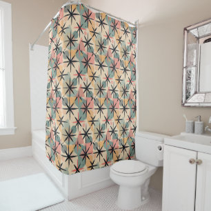 Atomic Starburst Mid Century Modern pastel Shower Curtain