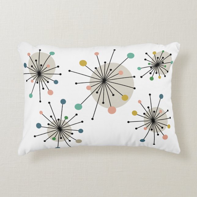 Atomic Starburst Mid Century Modern Pillow (Front)