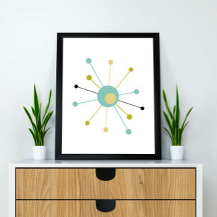 Atomic Starburst Mid Century Modern Poster